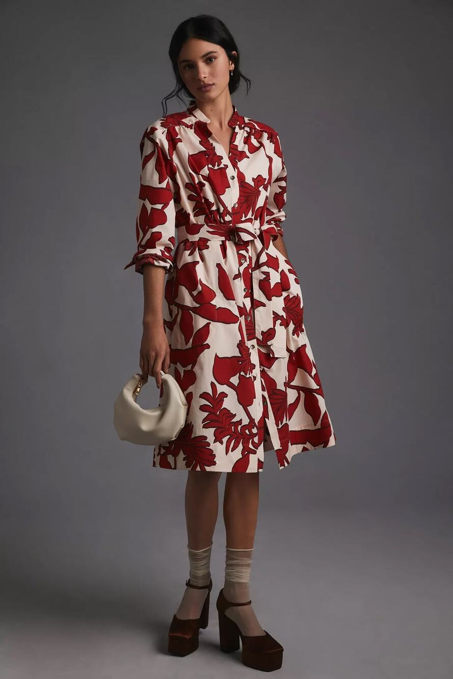 nwt ANTHROPOLOGIE MAEVE sz S Printed Shirt Dres
